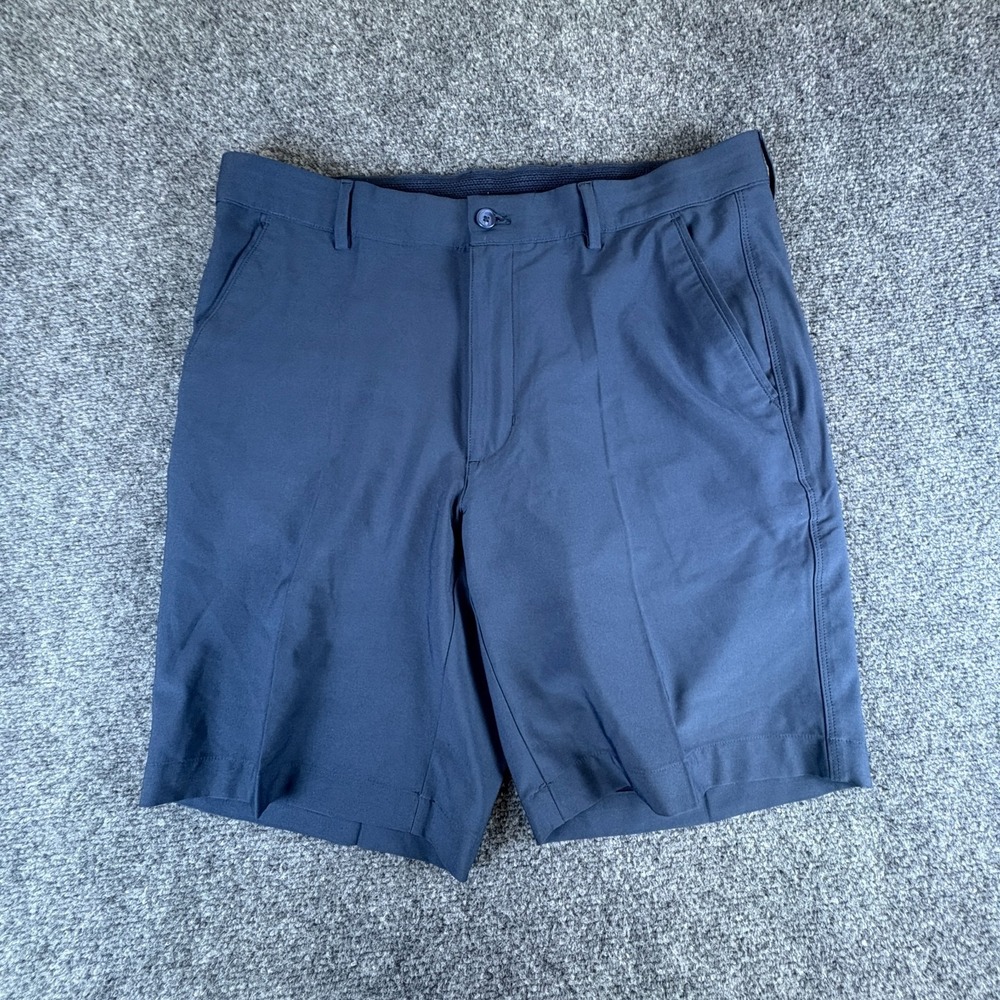 Greg Norman Chino Shorts Mens 35x10 Blue Stretch Flat Front Performance Golf